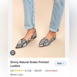 Lulu’s snakeskin loafers size 9